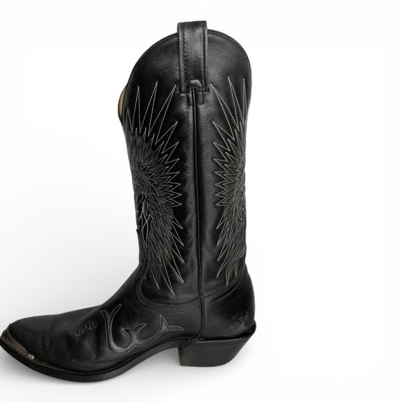 Canada West Black Buffalo Leather Western Cowboy Boots Indian Chief Men's 9.5 EE - Picture 8 of 16